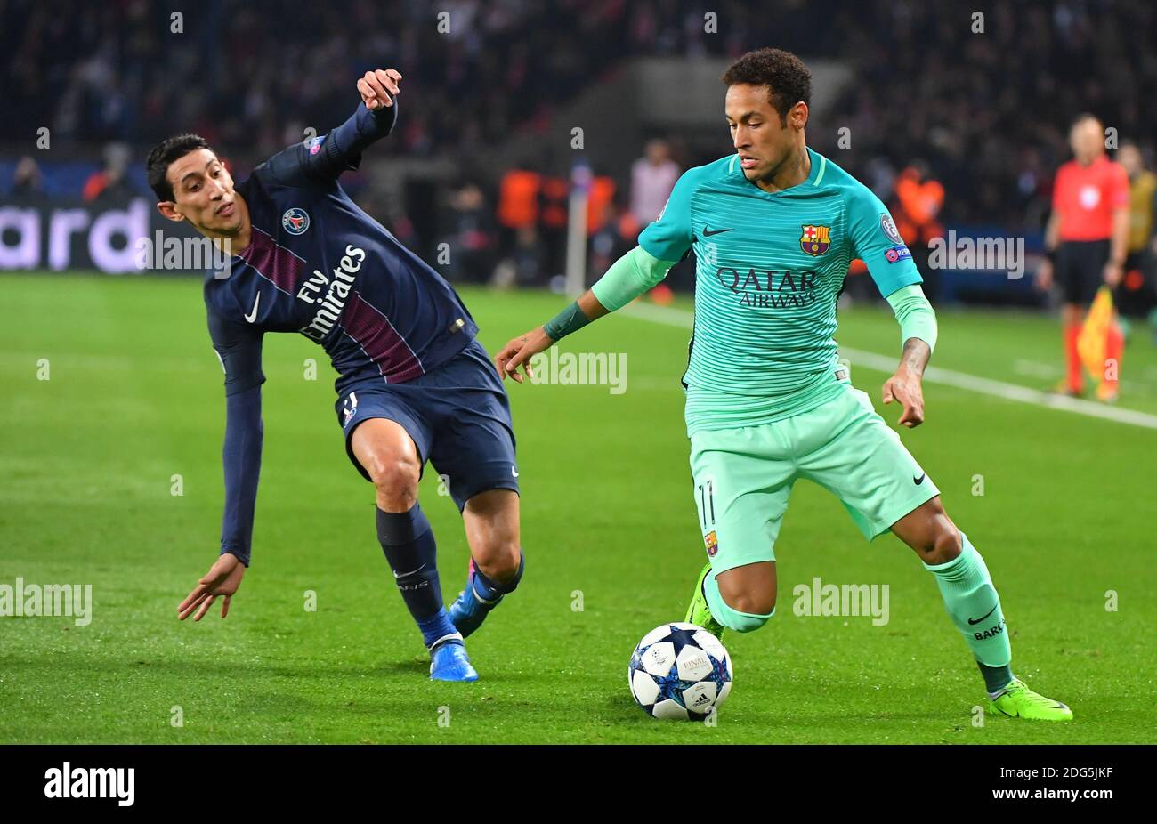 Barcelona's Neymar during the UEFA Champions League Round of 16 first leg Paris  Saint-Germain v FC Barcelona game at the Parc des Princes stadium on  February 14, 2017 in Paris, France. PSG