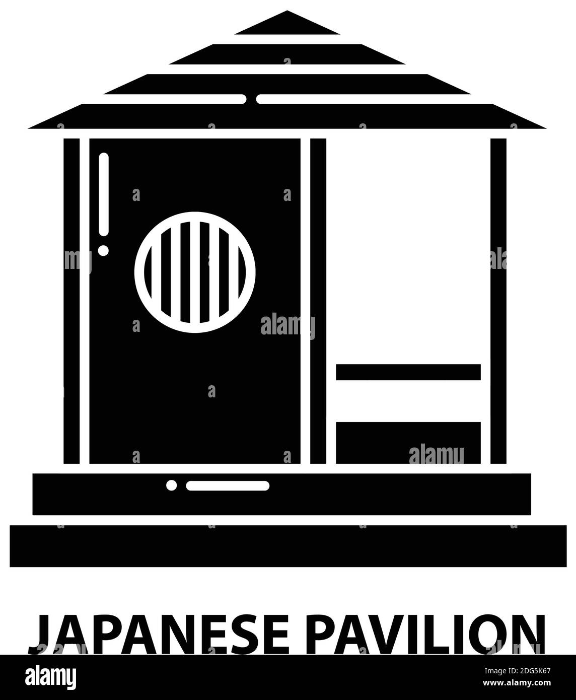 japanese pavilion icon, black vector sign with editable strokes, concept illustration Stock Vector