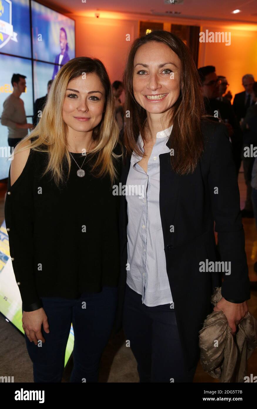 Exclusif - Laure Boulleau et Gaetane Thiney lors de la soiree Orange  E-Ligue 1 en presence de Bafetimbi Gomis et Blaise Matuidi. Semaine de  Classico oblige, ils joueront la premiere manche du