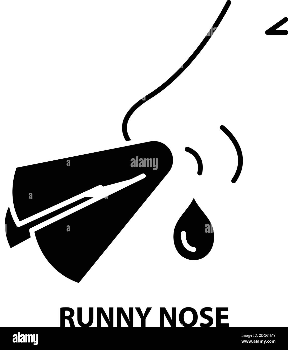 runny nose icon, black vector sign with editable strokes, concept illustration Stock Vector