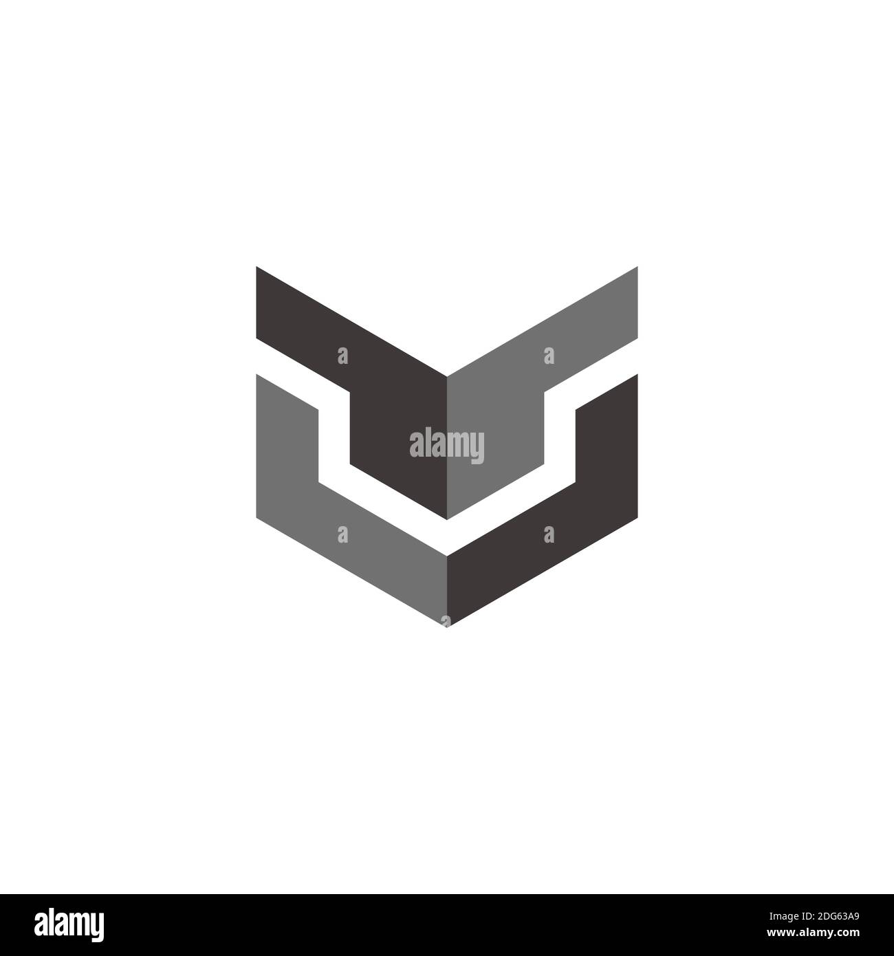 abstract letter mu shadow box simple logo vector Stock Vector