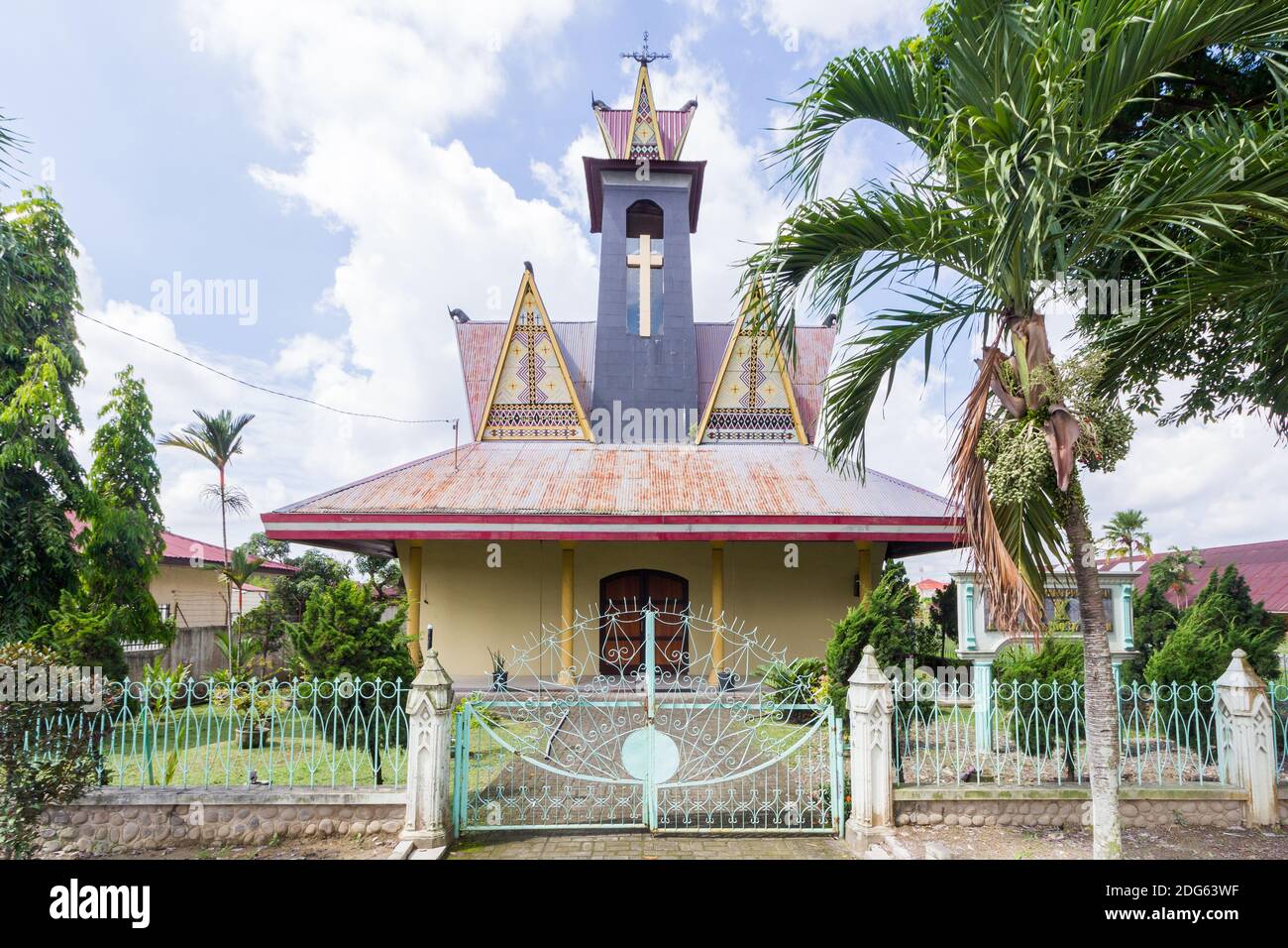 A Christian Church in Medan, Indonesia in traditional style Stock Photo ...