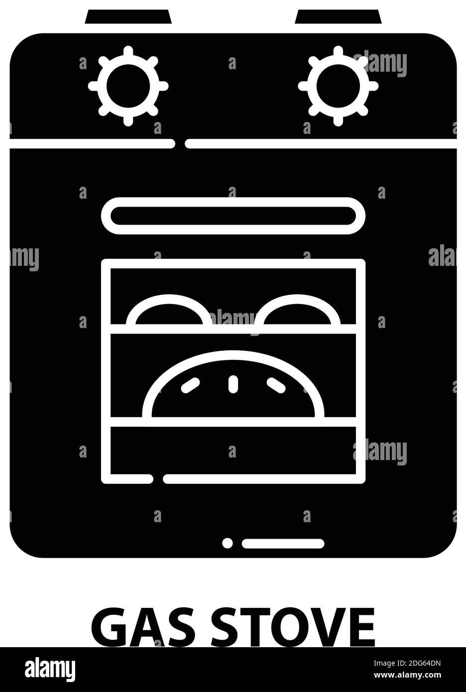 gas stove icon, black vector sign with editable strokes, concept illustration Stock Vector