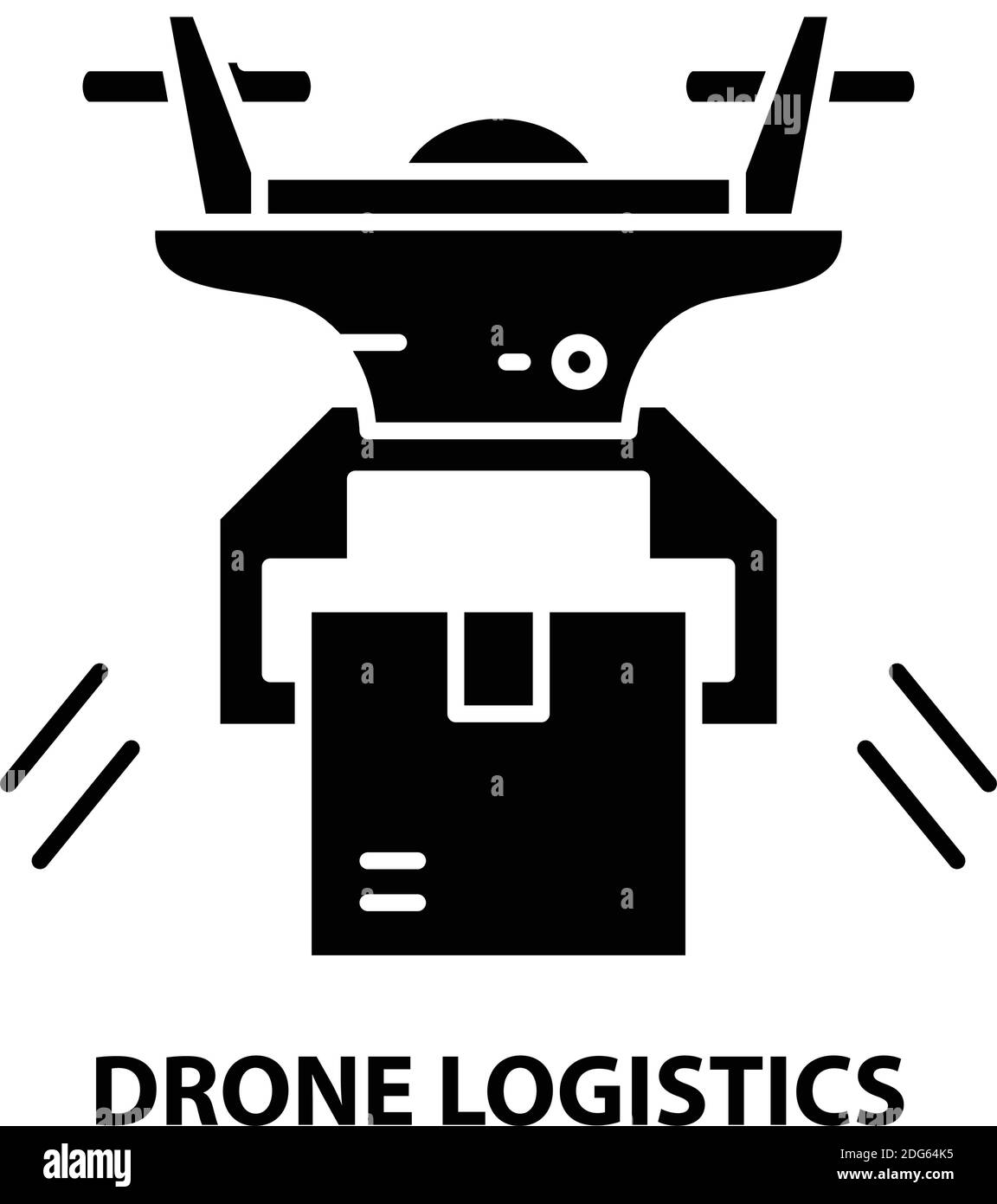 drone logistics icon, black vector sign with editable strokes, concept