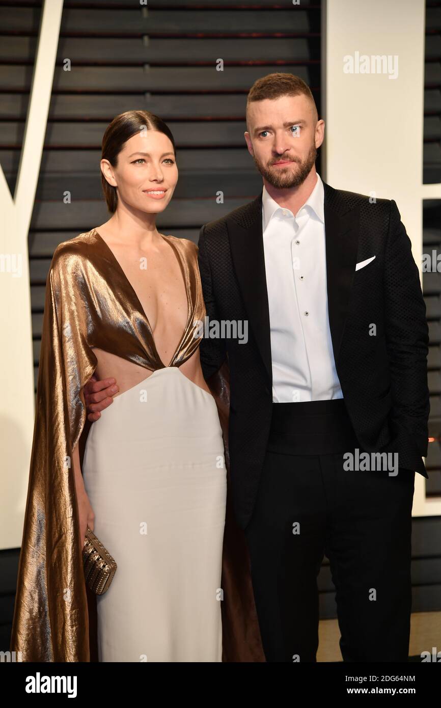 Jessica Biel and Justin Timberlake attending Vanity Fair Oscar Party 2017 Celebrating the 89th Annual Academy Awards at The Wallis Annenberg Center for the Performing Arts in Los Angeles, CA, USA, on February 26, 2017. Photo by David Niviere/ABACAPRESS.COM Stock Photo