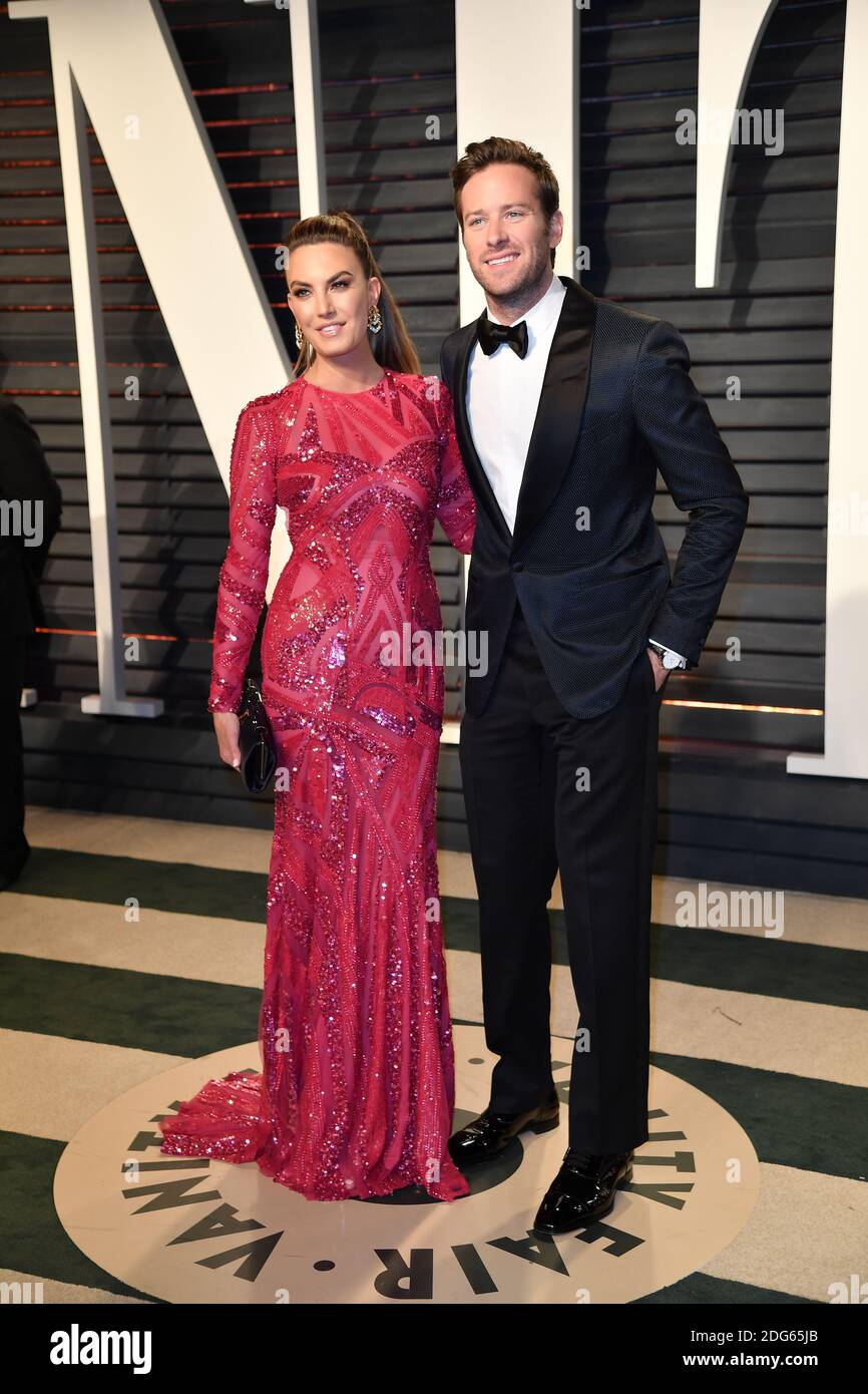 Elizabeth Chambers and Armie Hammer arriving at the Vanity Fair Oscar Party  in Beverly Hills, Los Angeles, CA, USA, February 26, 2017. Photo by David  Niviere/ABACAPRESS.COM Stock Photo - Alamy