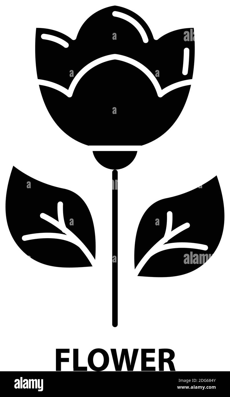 flower icon, black vector sign with editable strokes, concept