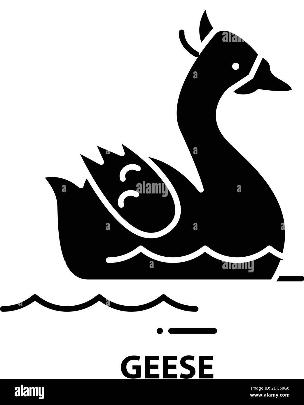 geese icon, black vector sign with editable strokes, concept illustration Stock Vector