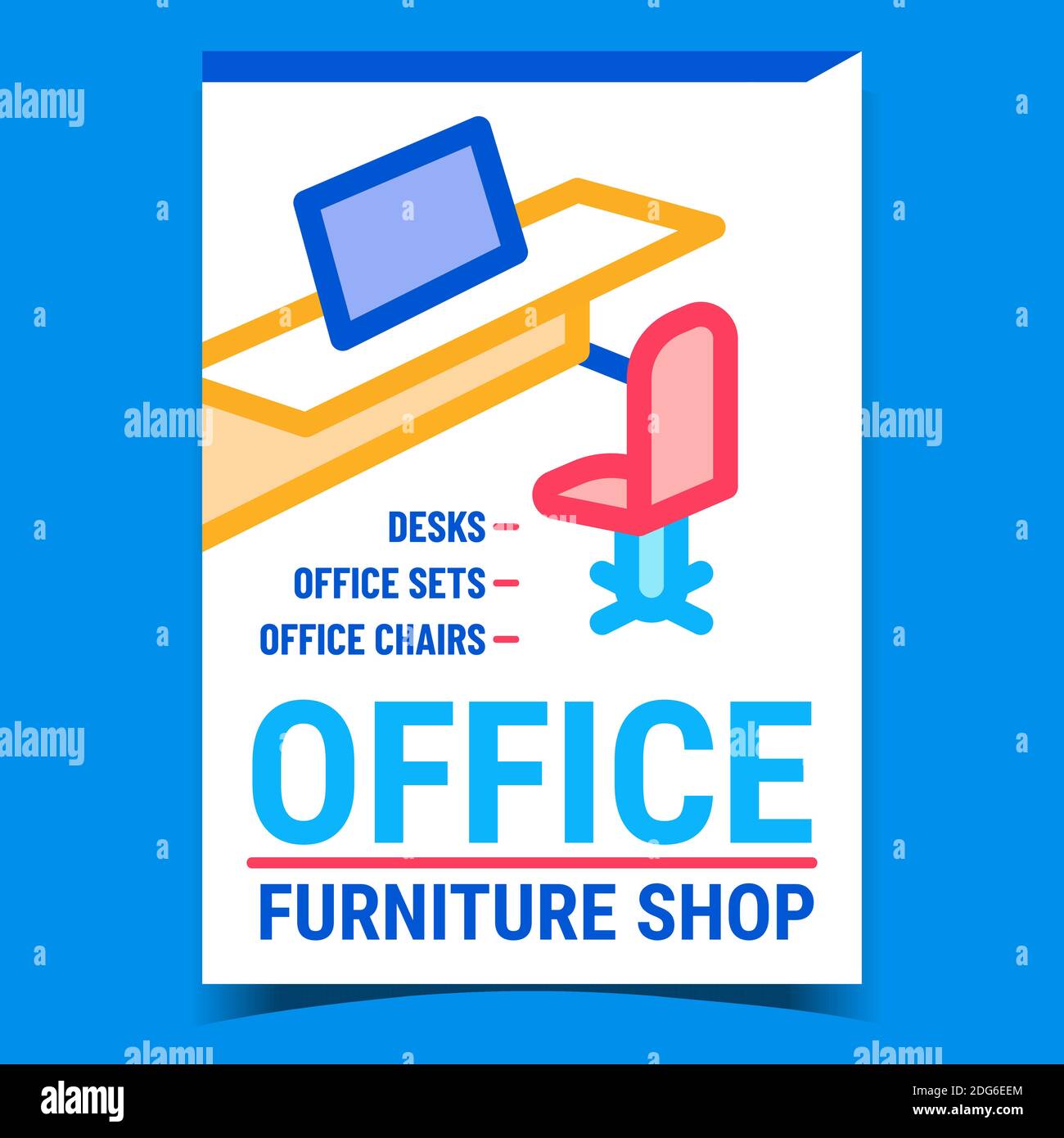 Office Furniture Shop Promotional Poster Vector Stock Vector Image
