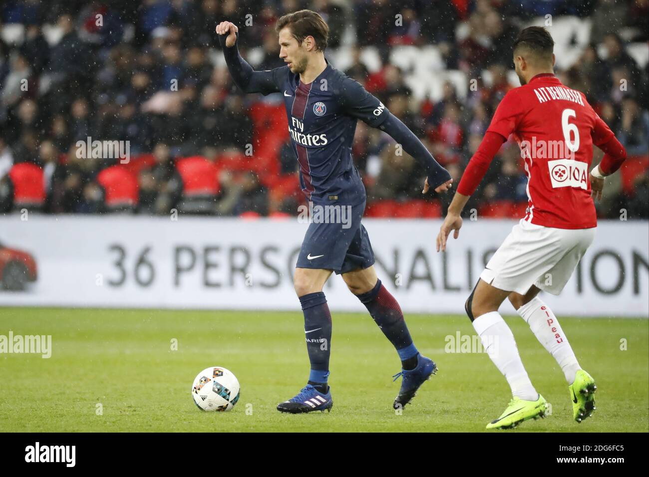 Psg S Grzegorz Krychowiak Battling Nancy S Youssef Ait Bennasser During The French First League Soccer Match Psg Vs Nancy In Parc Des Princes Paris France On March 4th 2017 Psg Won 1 0 Photo