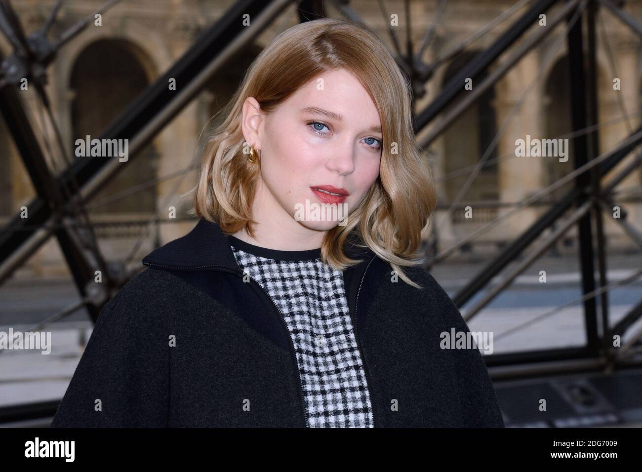 Lea Seydoux and Adele Exarchopoulos (pregnant) attending the Louis Vuitton  show during Paris Fashion Week Ready to wear FallWinter 2017-18 on March  07, 2017 at the Louvre museum in Paris, France. Photo