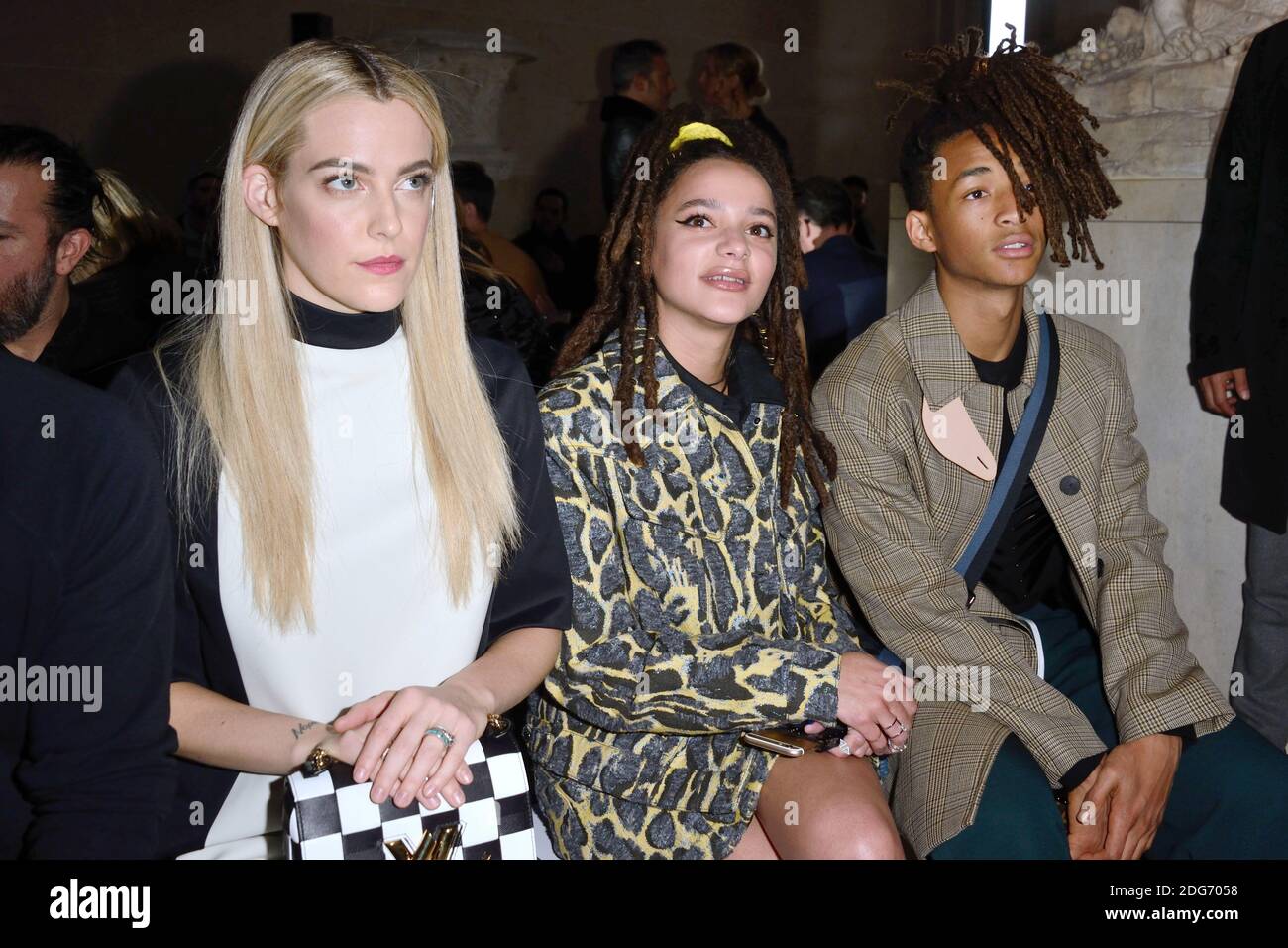 Riley Keough, Sasha Lane and Jaden Smith attending the Louis Vuitton show  during Paris Fashion Week Ready to wear FallWinter 2017-18 on March 07,  2017 at the Louvre museum in Paris, France.