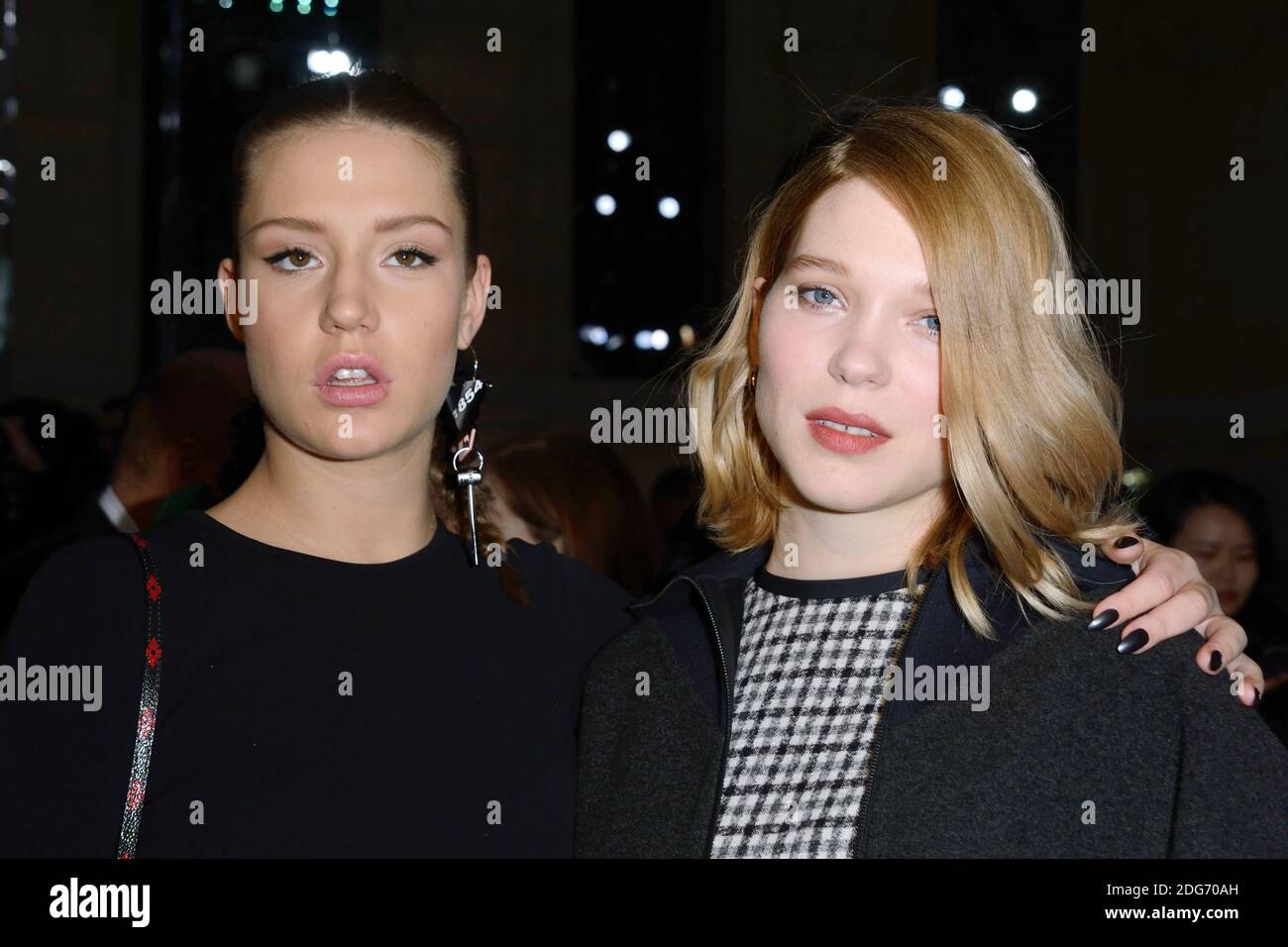 Lea Seydoux and Adele Exarchopoulos (pregnant) attending the Louis Vuitton  show during Paris Fashion Week Ready to wear FallWinter 2017-18 on March  07, 2017 at the Louvre museum in Paris, France. Photo