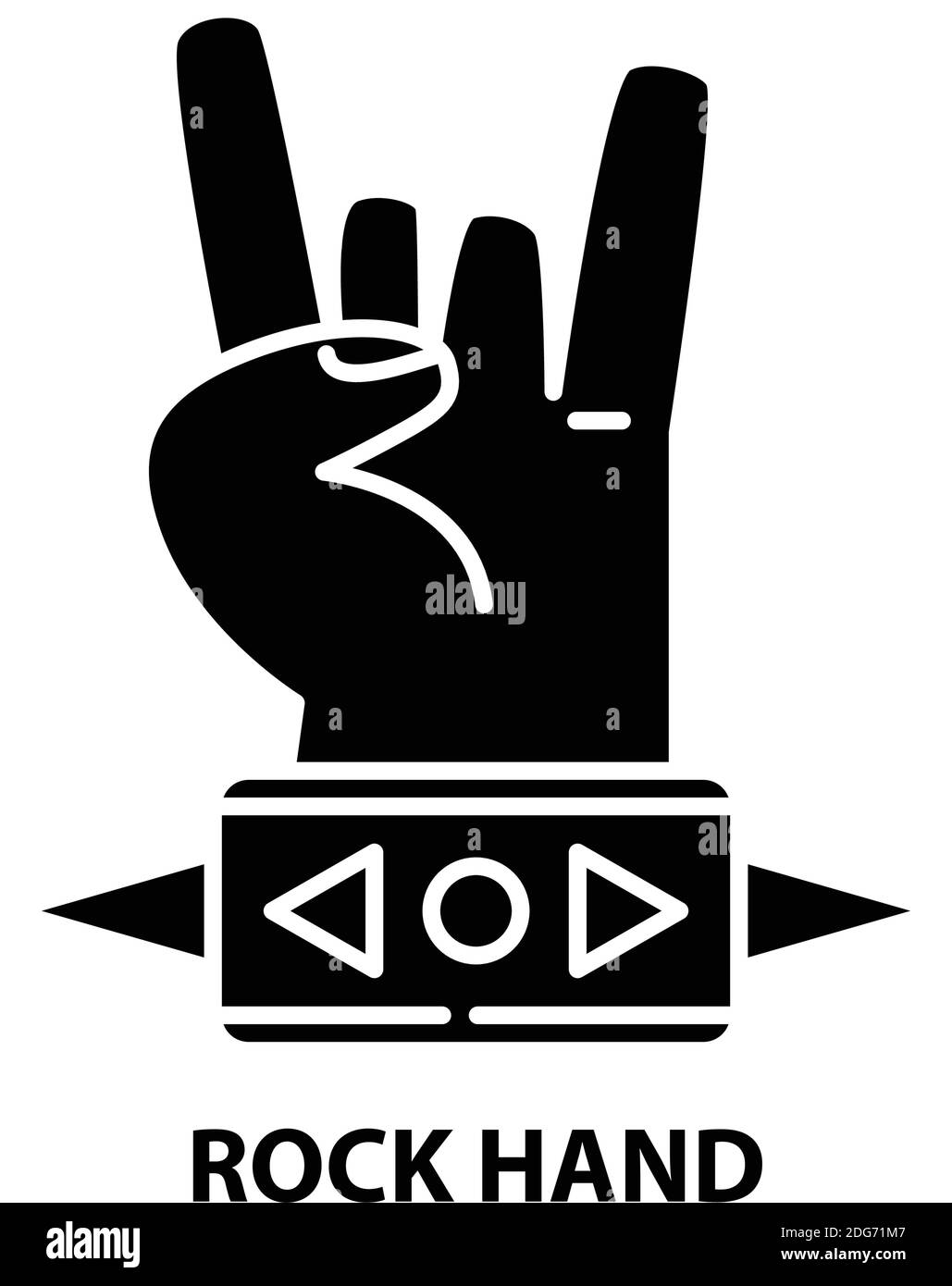 rock hand icon, black vector sign with editable strokes, concept illustration Stock Vector