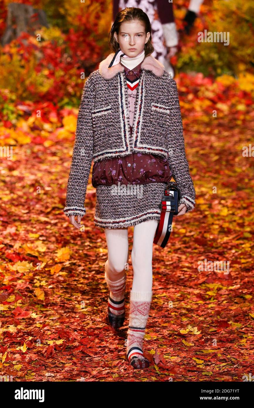 A model presents a creation of Moncler Gamme Rouge during the Women's ...