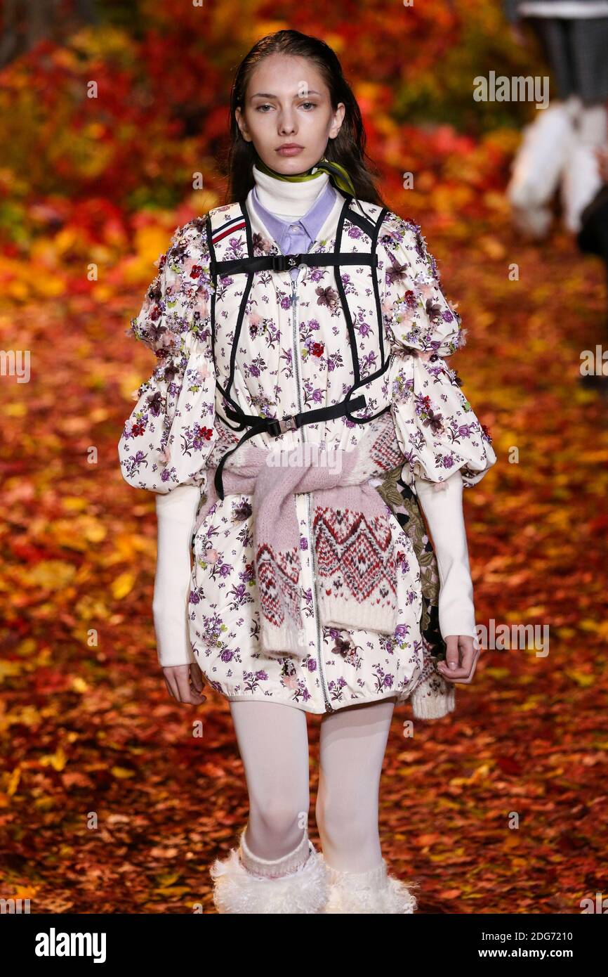 A model presents a creation of Moncler Gamme Rouge during the Women's ...