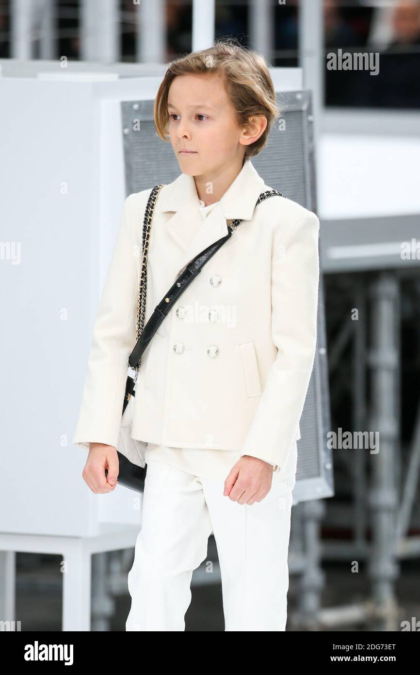 File photo - Hudson Kroenig walks on the runway during the Chanel Fashion  Show at FW17 held in Paris, France on March 7, 2017. Karl Lagerfeld died on  Monday at age 85.