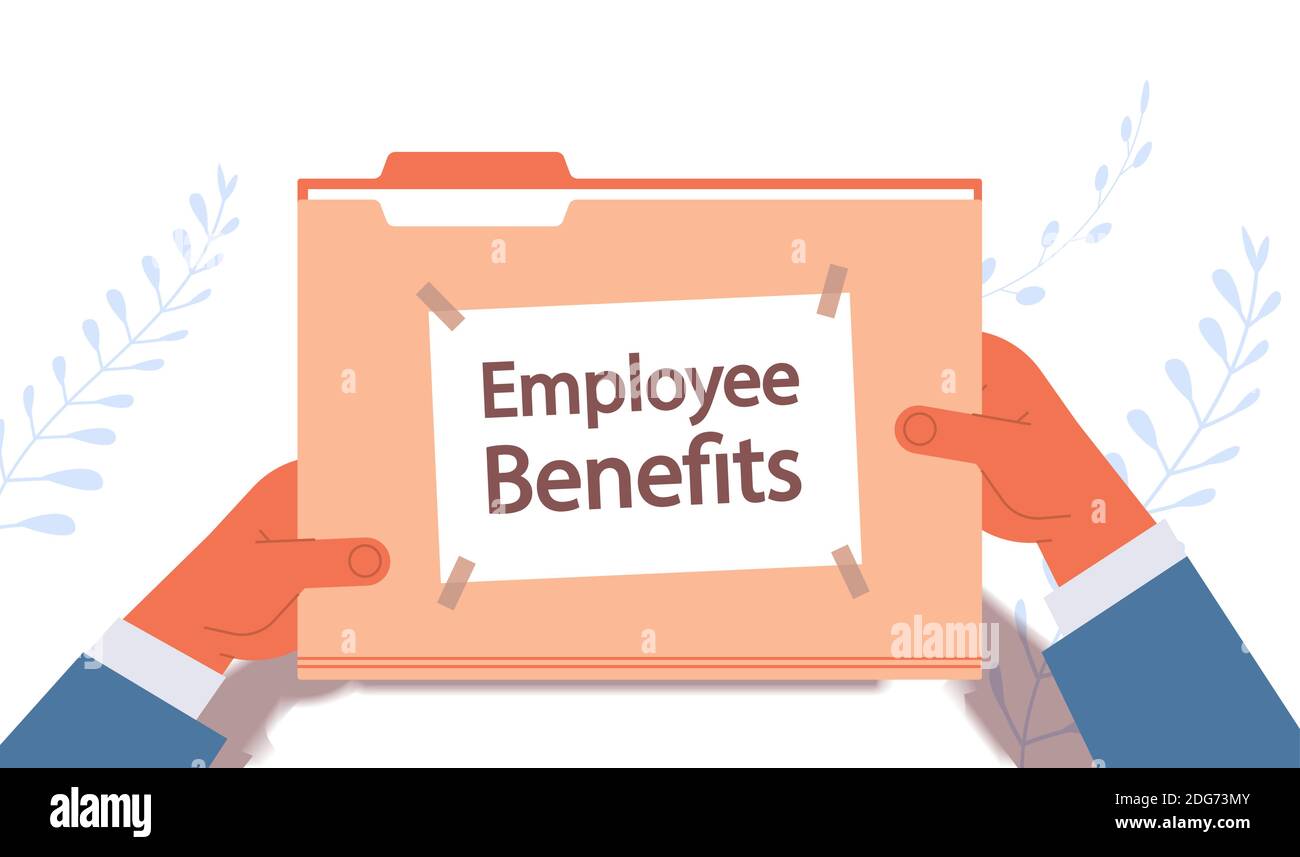 businessman hands holding employee benefits documents file folder ...
