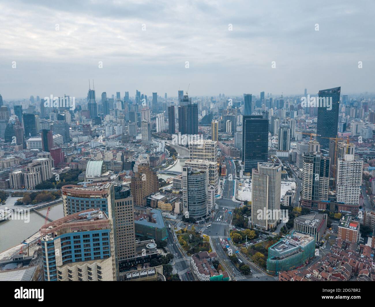 Aerial view of the modern skyscrapers in Shanghai, China Stock Photo ...