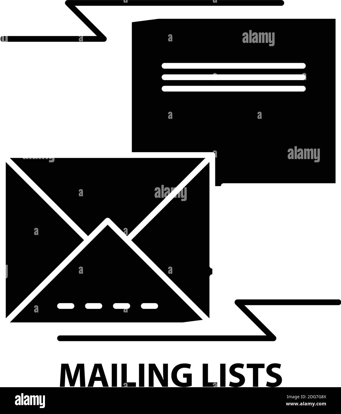 mailing lists icon, black vector sign with editable strokes, concept illustration Stock Vector