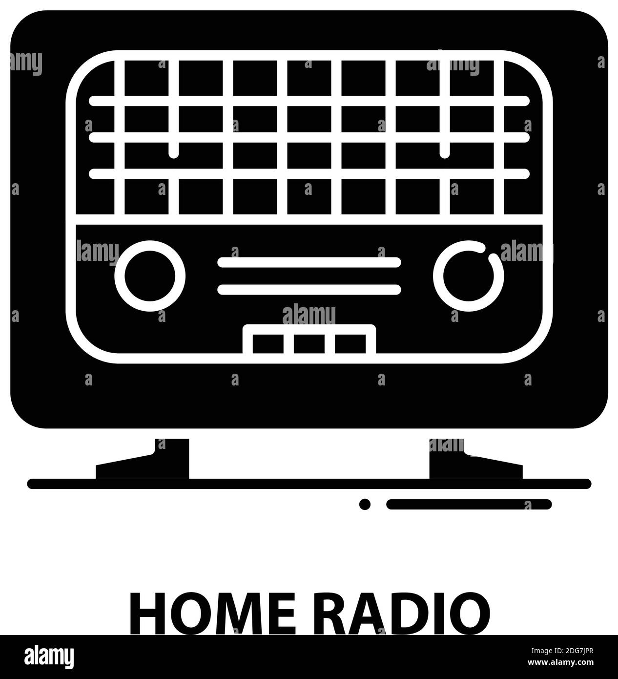 home radio icon, black vector sign with editable strokes, concept illustration Stock Vector
