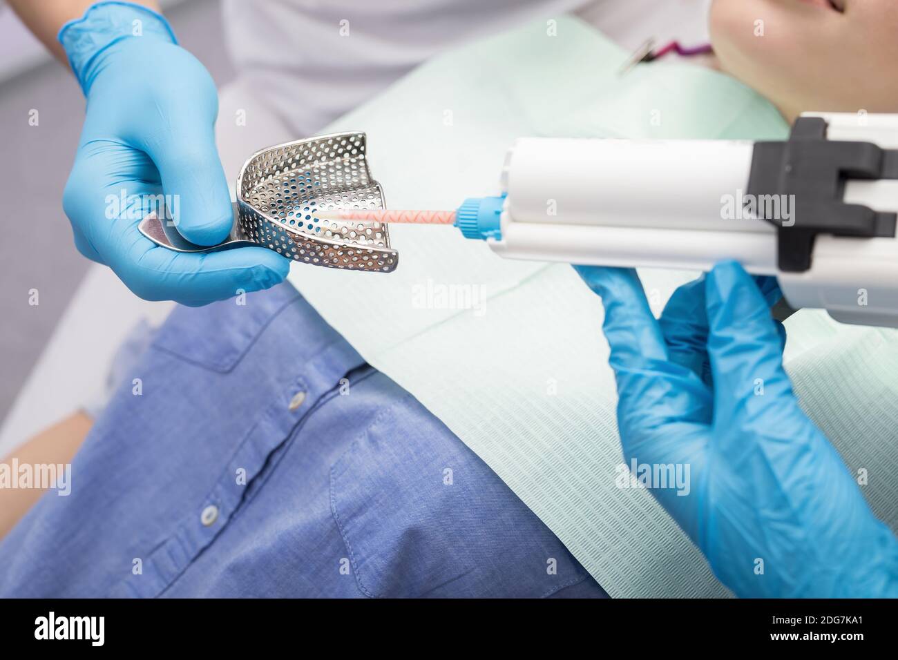 Composite dispenser and rimlock impression tray Stock Photo