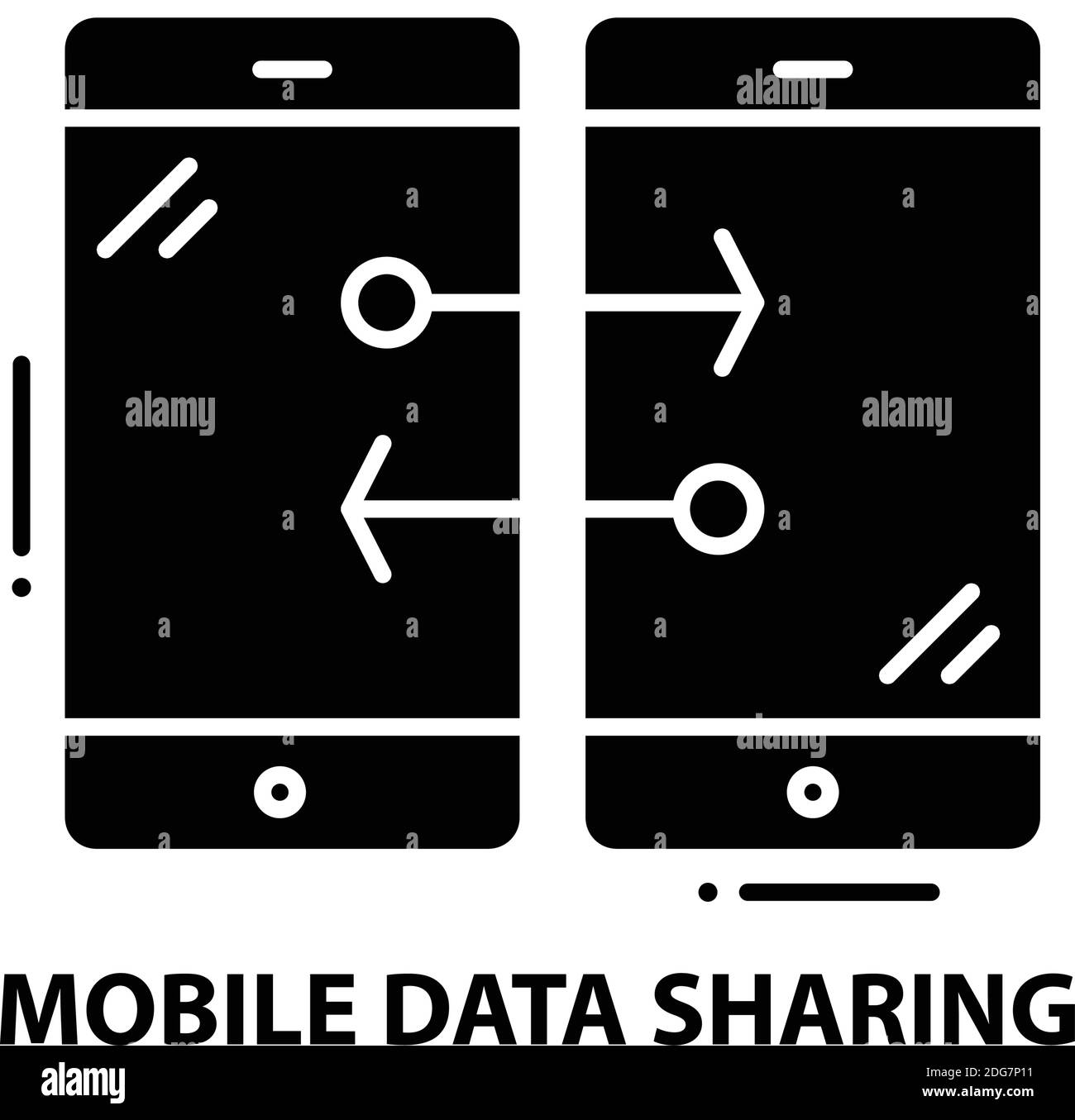 mobile data sharing icon, black vector sign with editable strokes, concept illustration Stock Vector