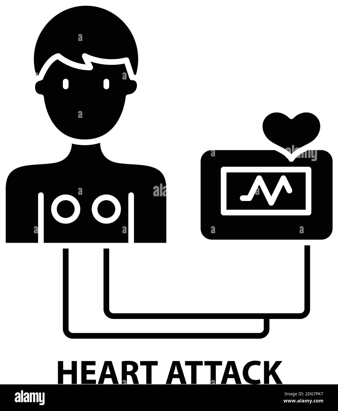 heart attack sign icon, black vector sign with editable strokes