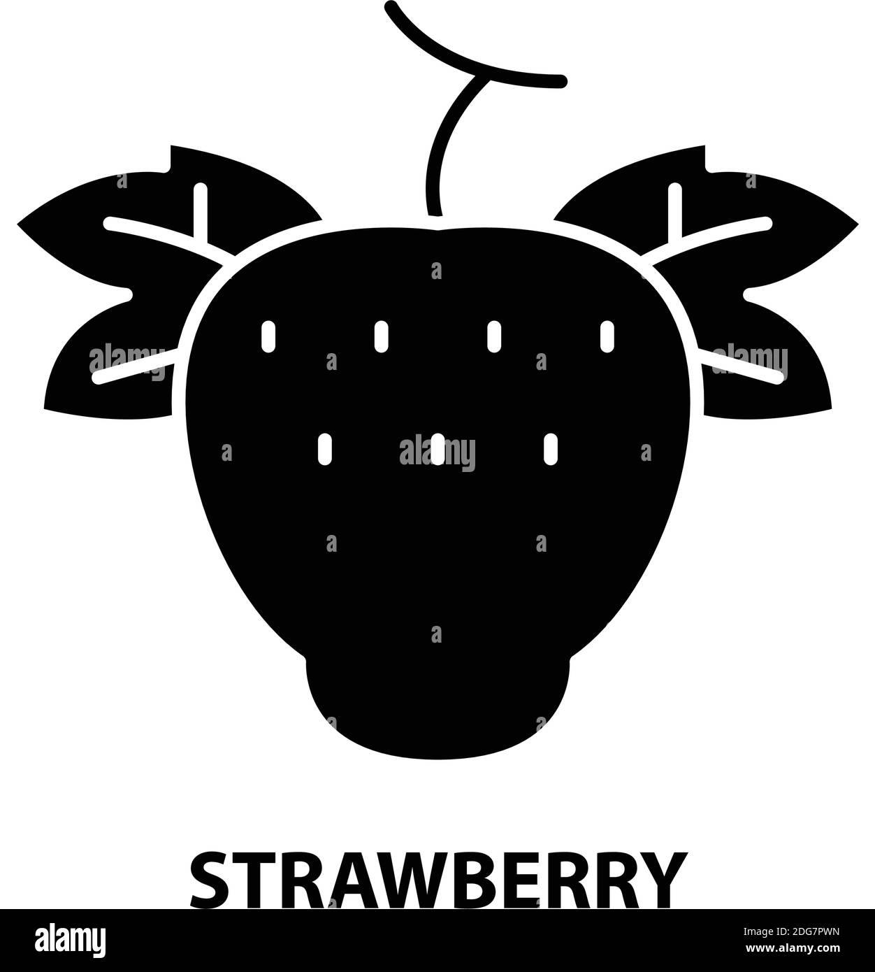 strawberry icon, black vector sign with editable strokes, concept illustration Stock Vector