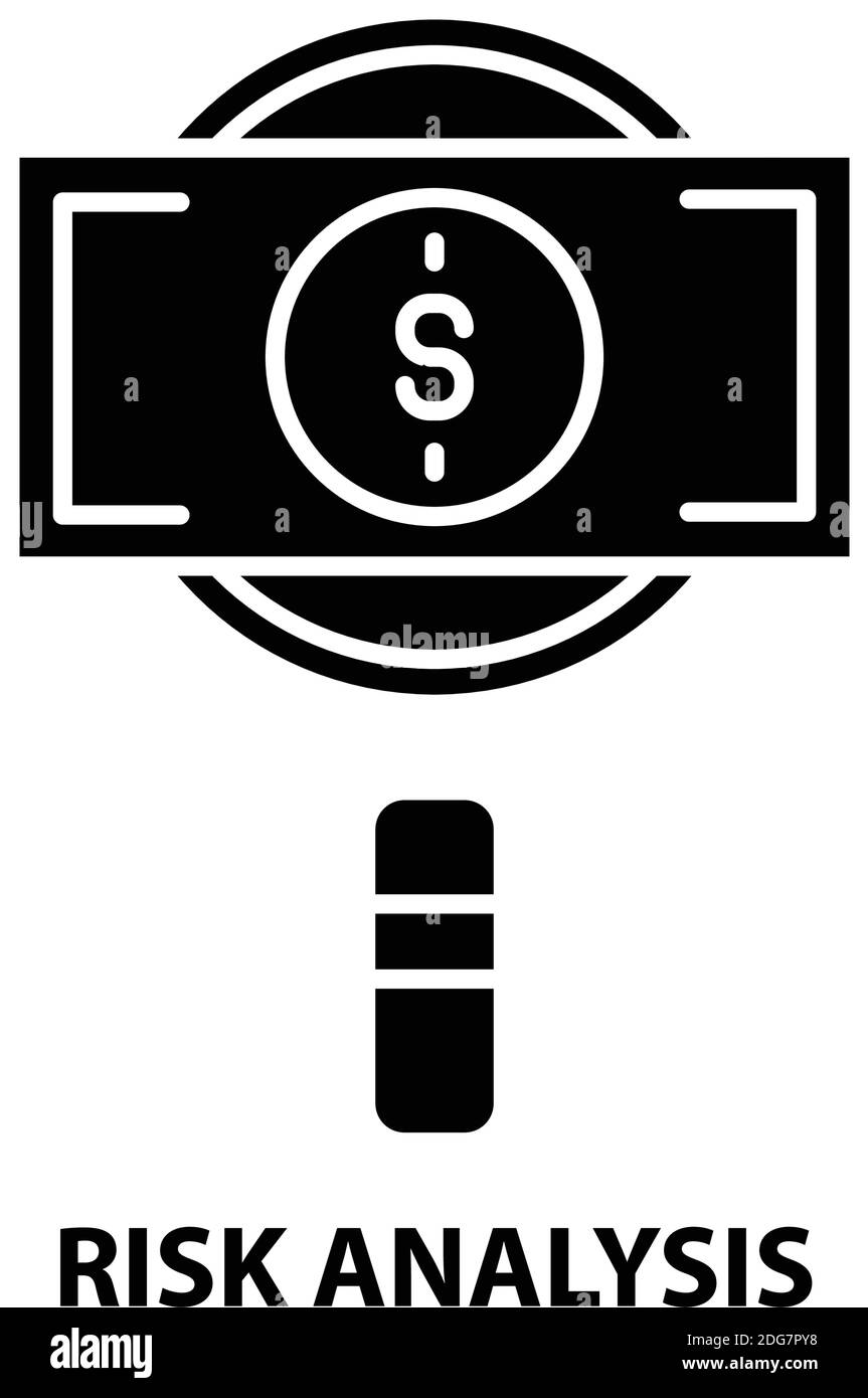 risk analysis symbol icon, black vector sign with editable strokes