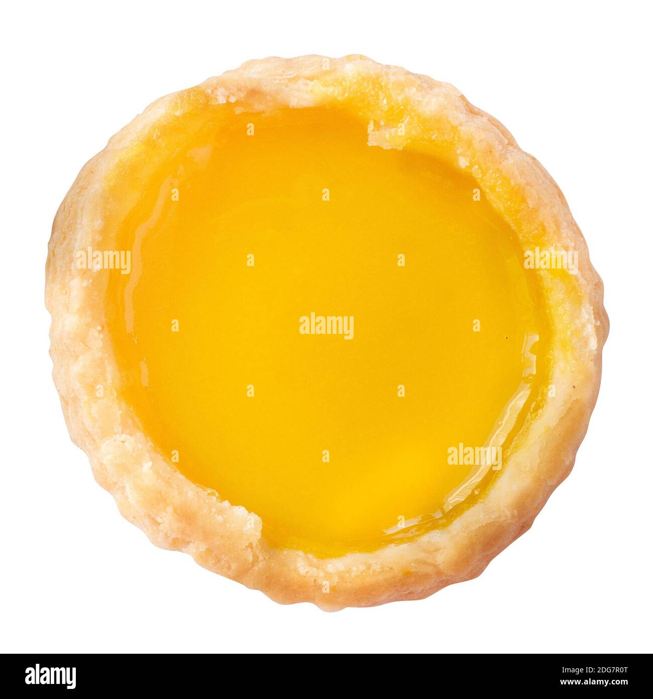 isolated Hong Kong style egg tars on white with clipping mask. Stock Photo