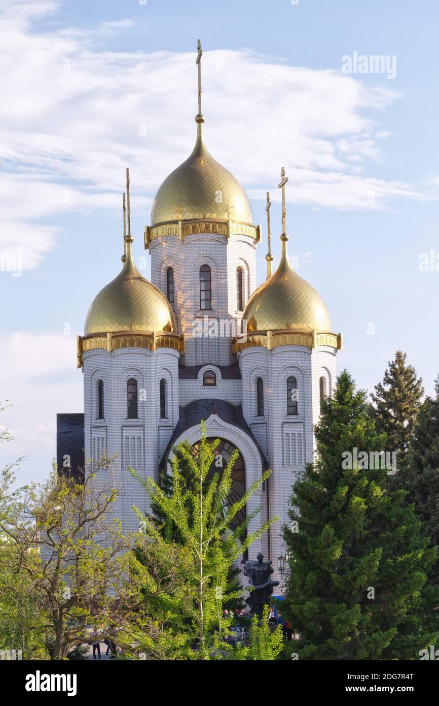 Orthodox Church of all saints at the top of Mamayev Kurgan Stock Photo