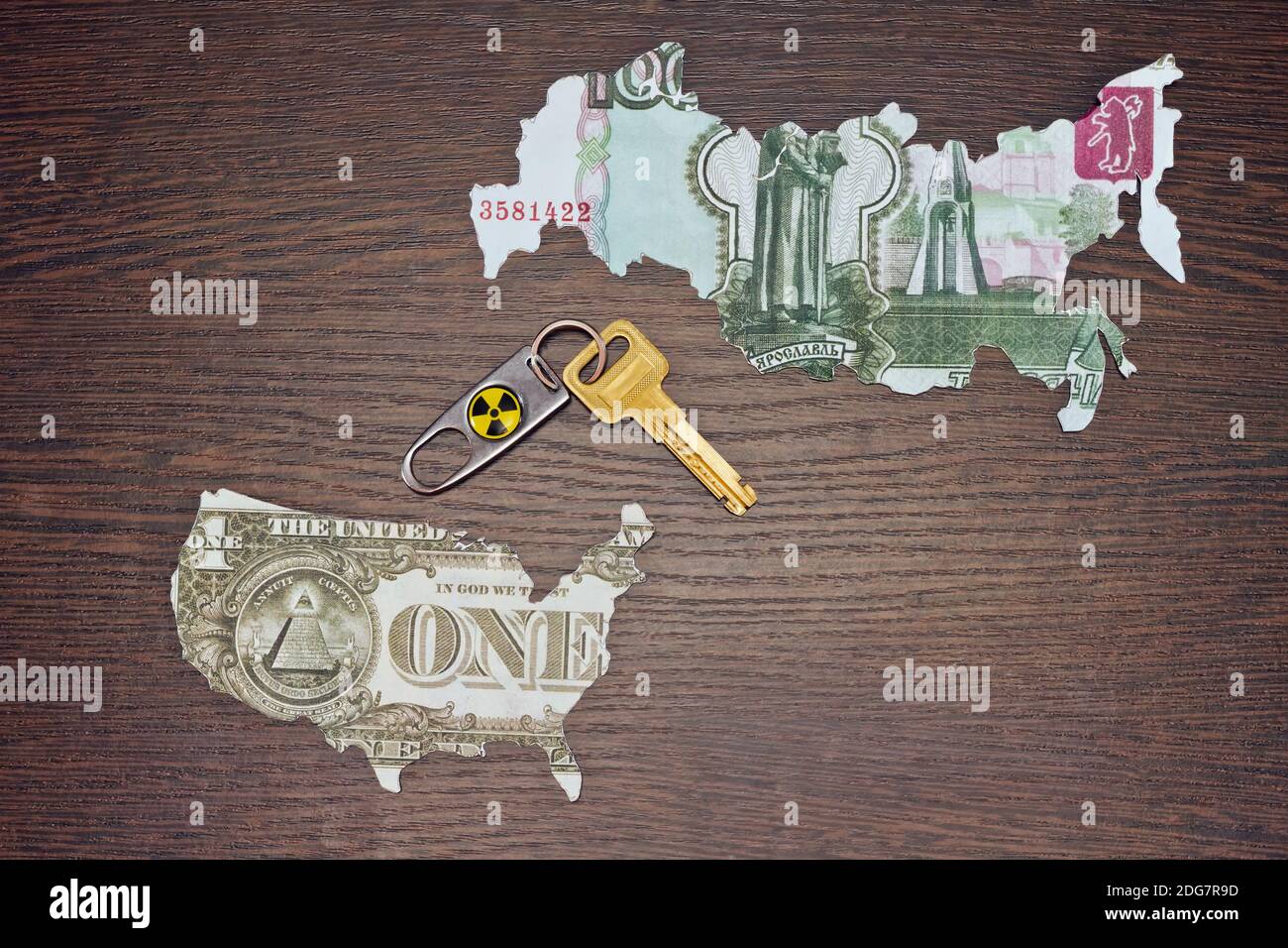 Confrontation between the economies of the two superpowers leads to nuclear war Stock Photo