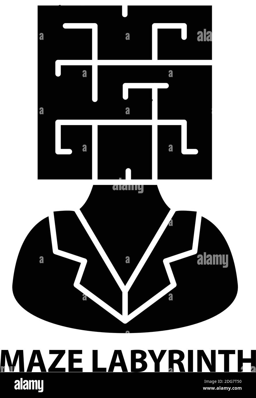 maze labyrinth symbol icon, black vector sign with editable strokes ...