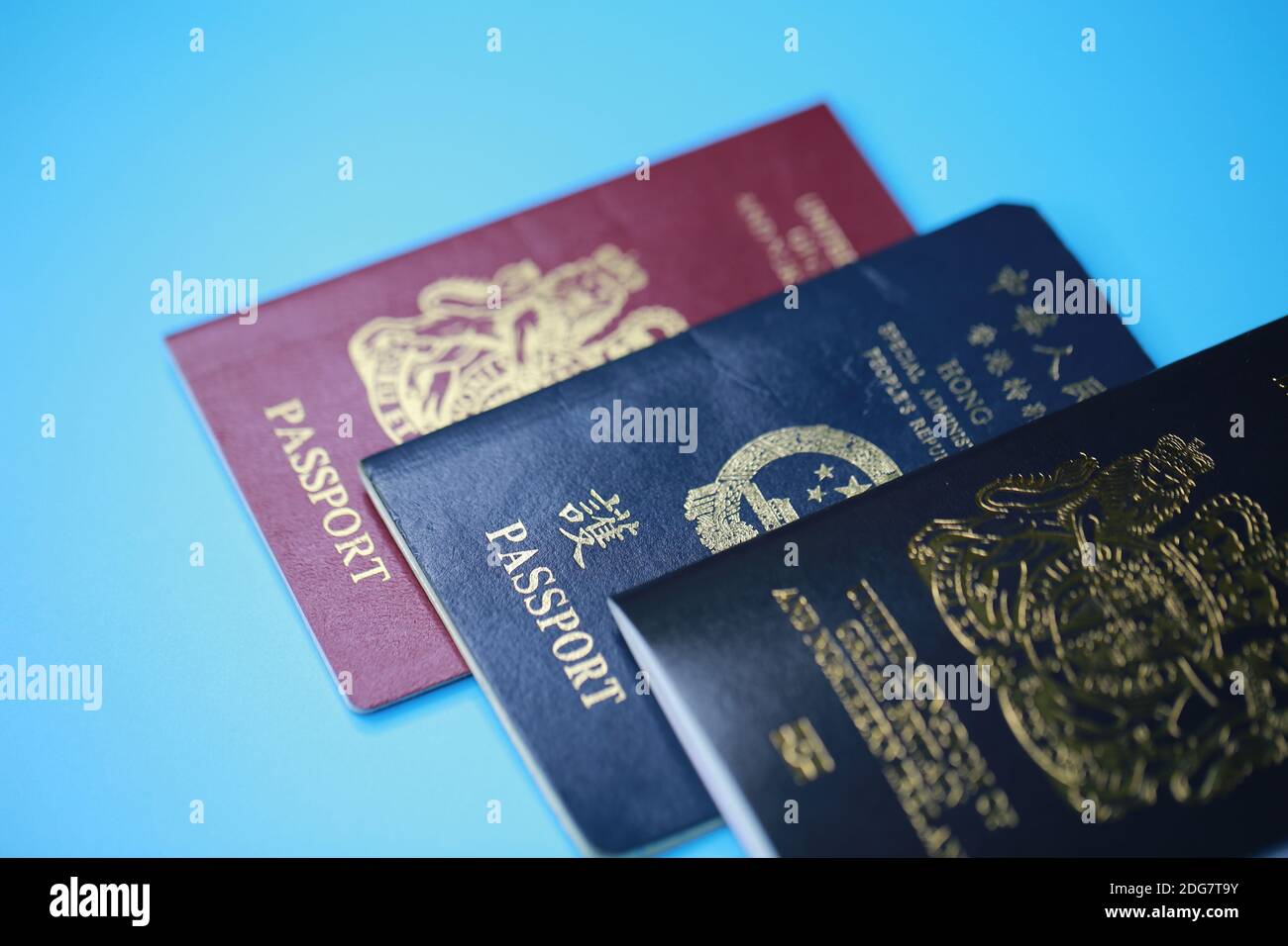 2020 december 1, hong kong: british national overseas (hong kong) old one, new one, and HKSAR passport Stock Photo