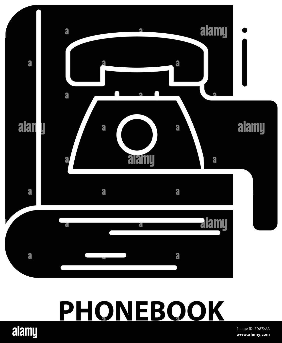 phonebook icon, black vector sign with editable strokes, concept illustration Stock Vector