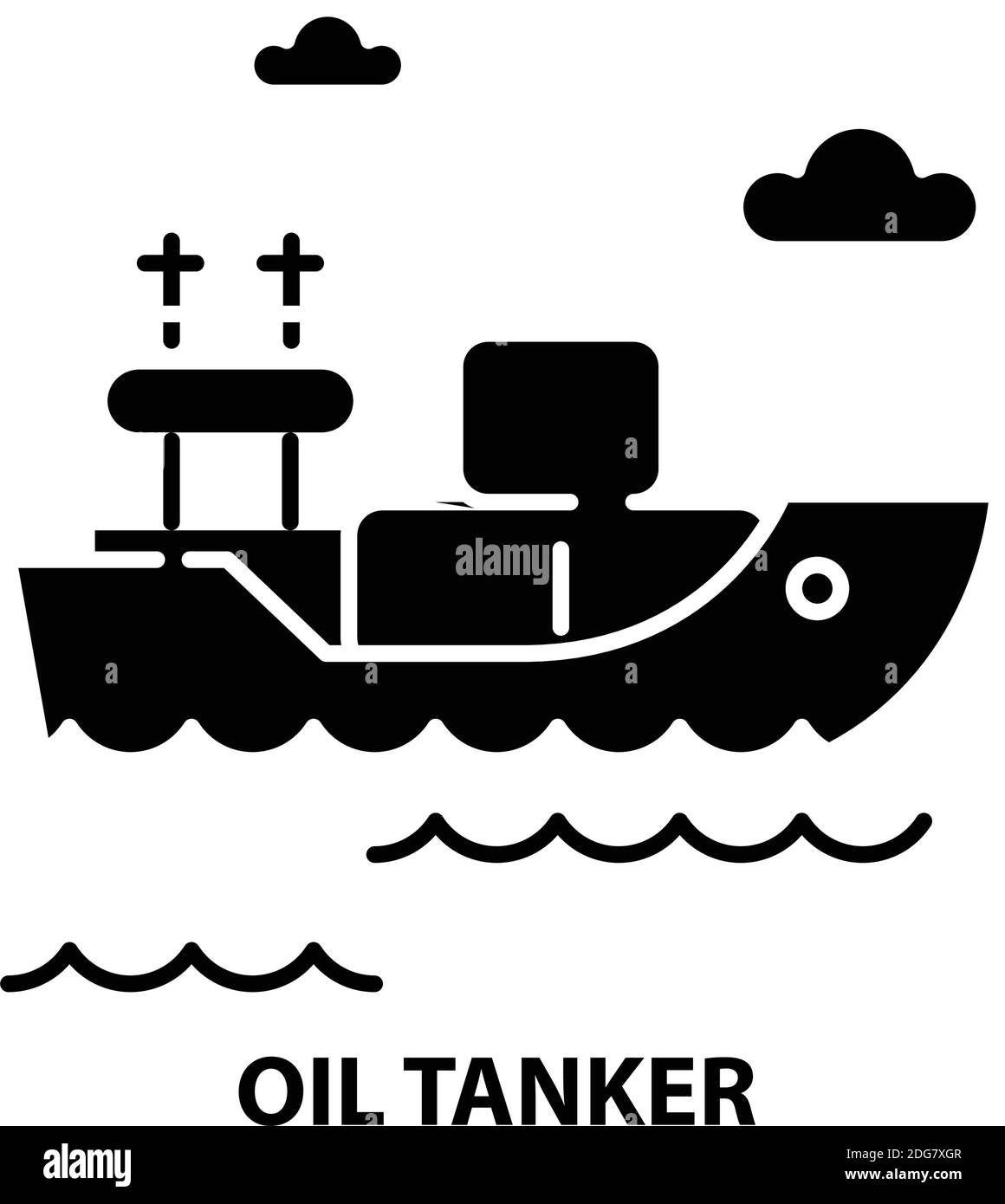 oil tanker icon, black vector sign with editable strokes, concept illustration Stock Vector