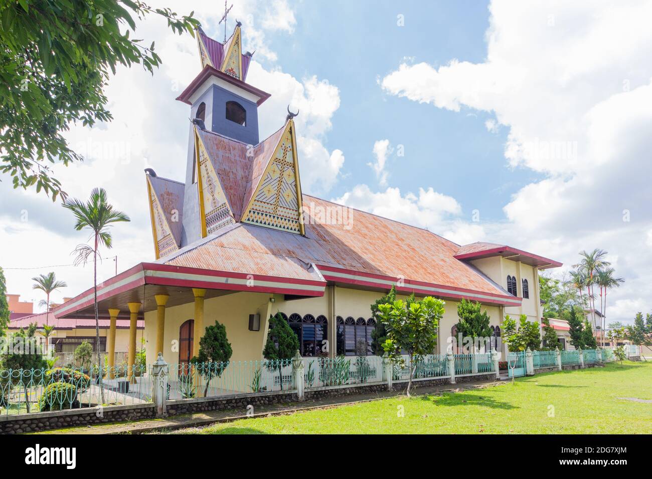 A Christian Church in Medan, Indonesia in traditional style Stock Photo ...