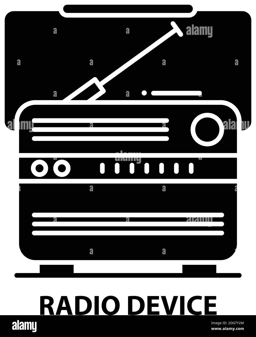 radio device icon, black vector sign with editable strokes, concept illustration Stock Vector