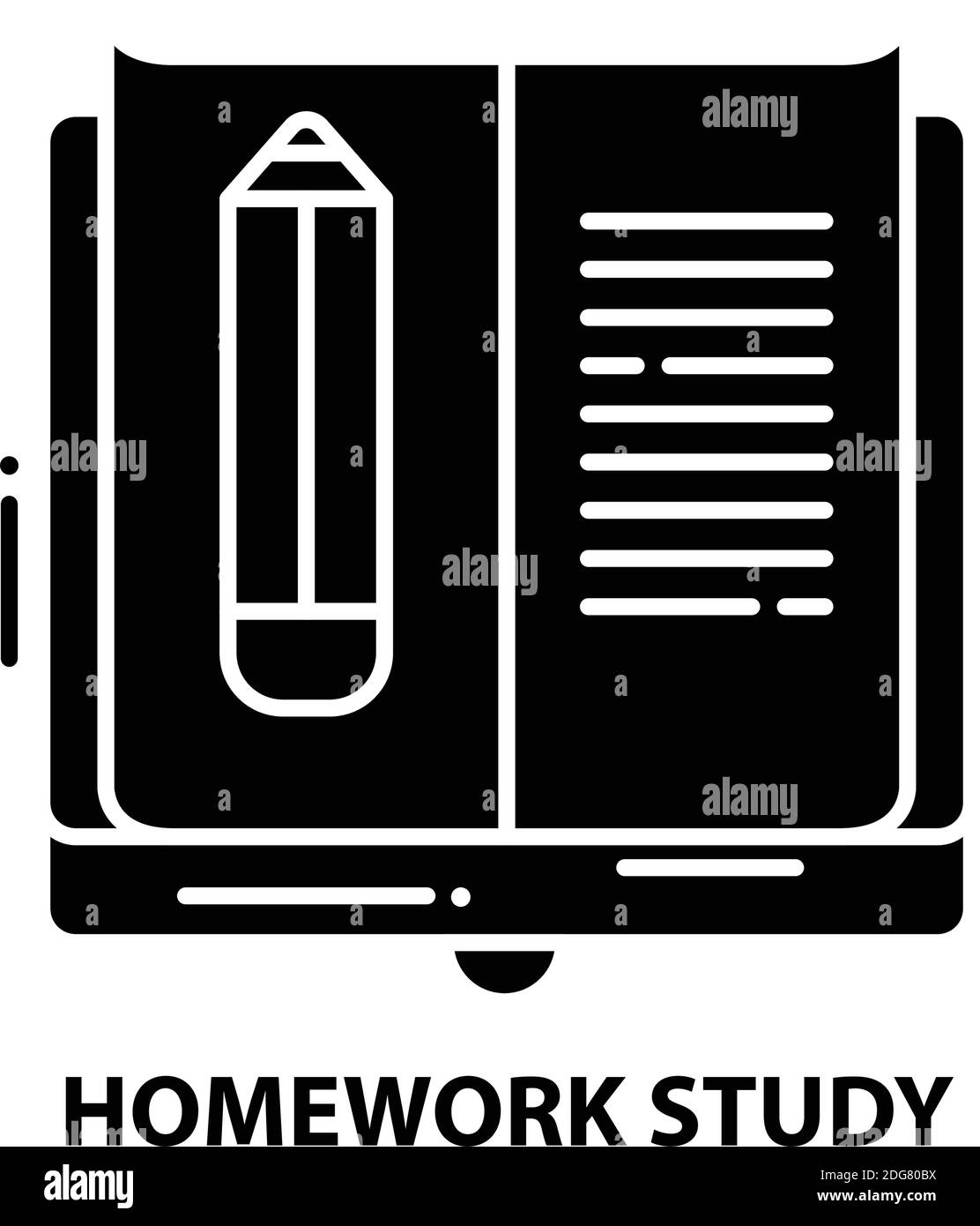 Homework Study Icon Black Vector Sign With Editable Strokes Concept