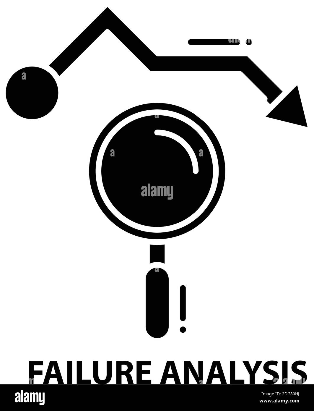 failure analysis icon, black vector sign with editable strokes, concept illustration Stock Vector