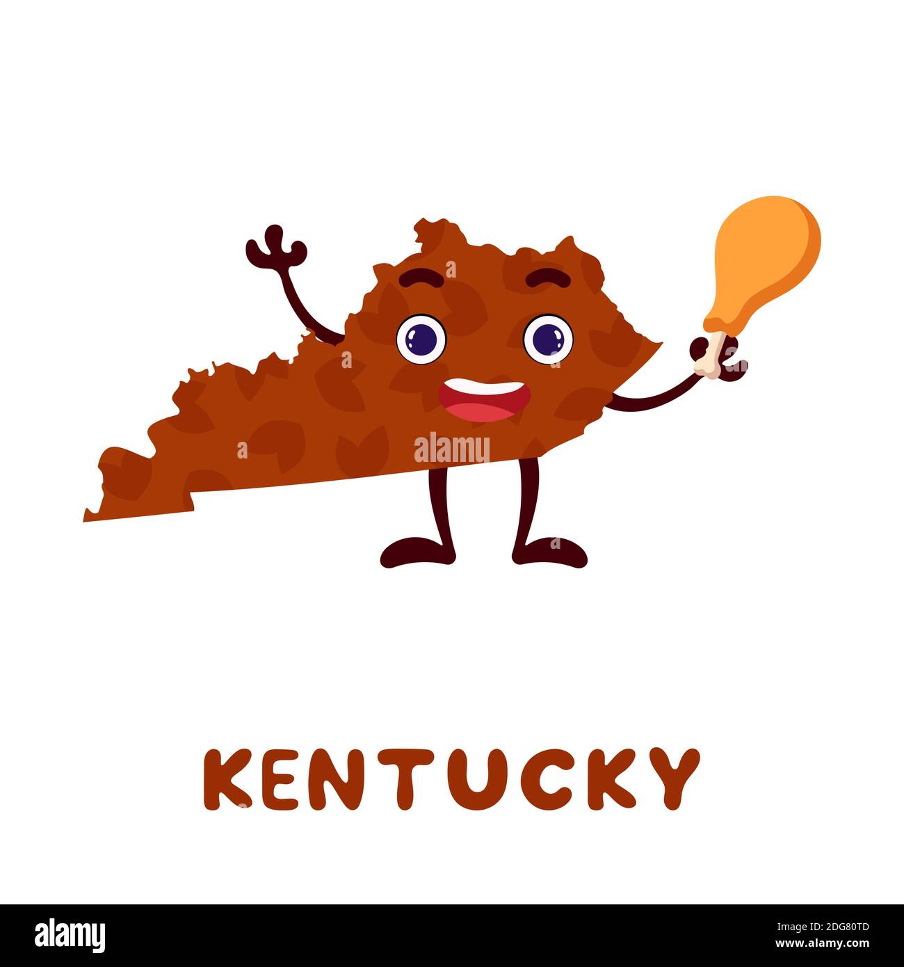 Cute Cartoon Kentucky State Character Clipart Illustrated Map Of State Of Kentucky Of Usa With State Name Funny Character Design For Kids Game Stock Vector Image Art Alamy