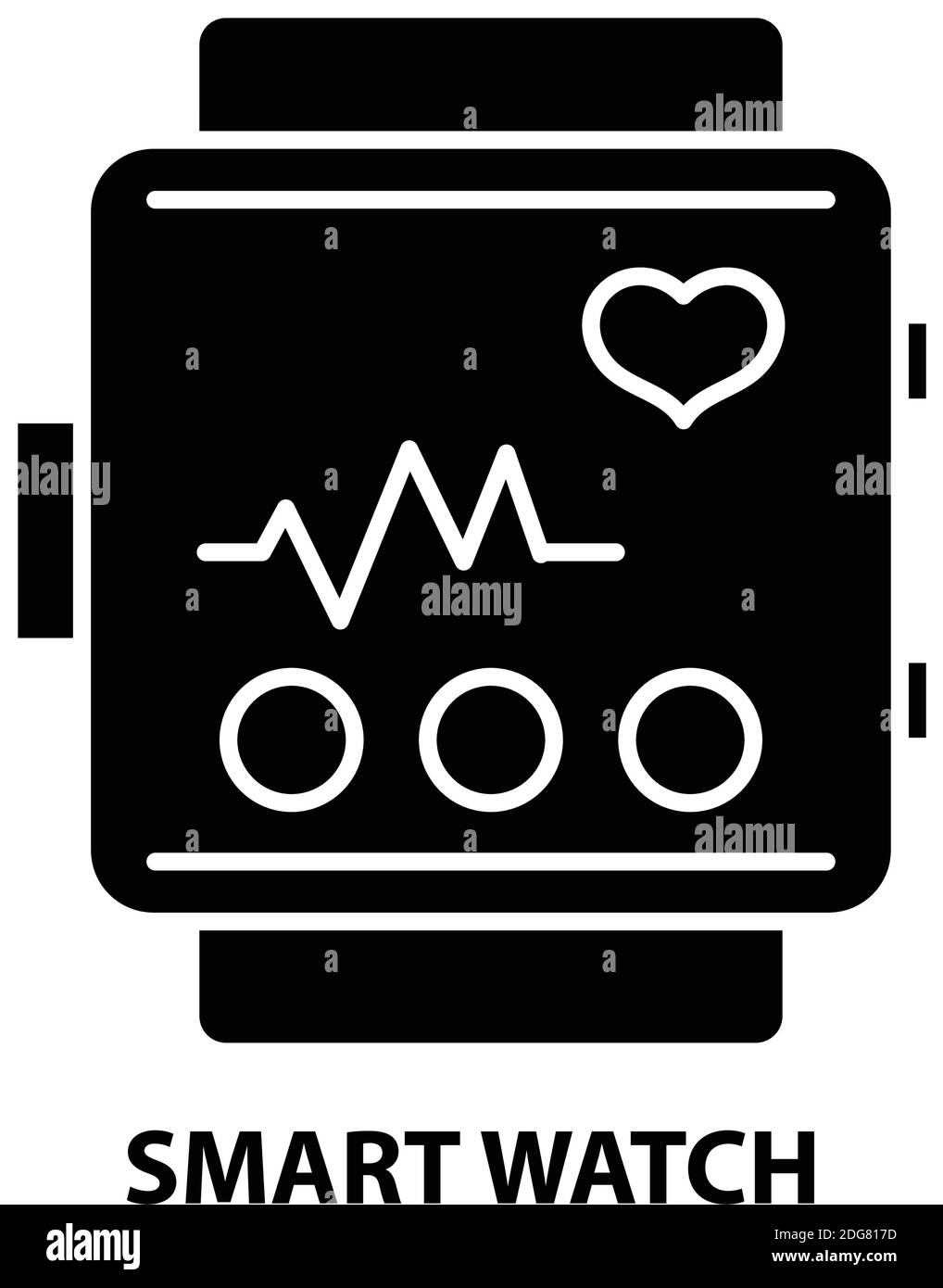 smart watch icon, black vector sign with editable strokes, concept illustration Stock Vector
