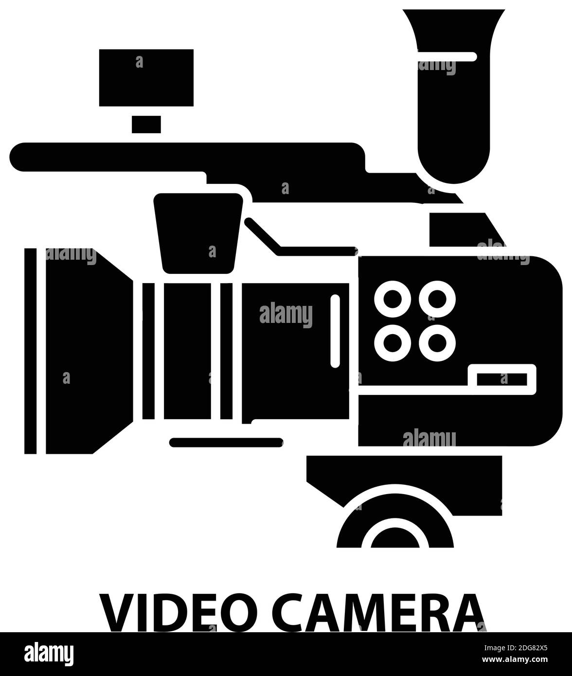 professional video camera icon, black vector sign with editable strokes