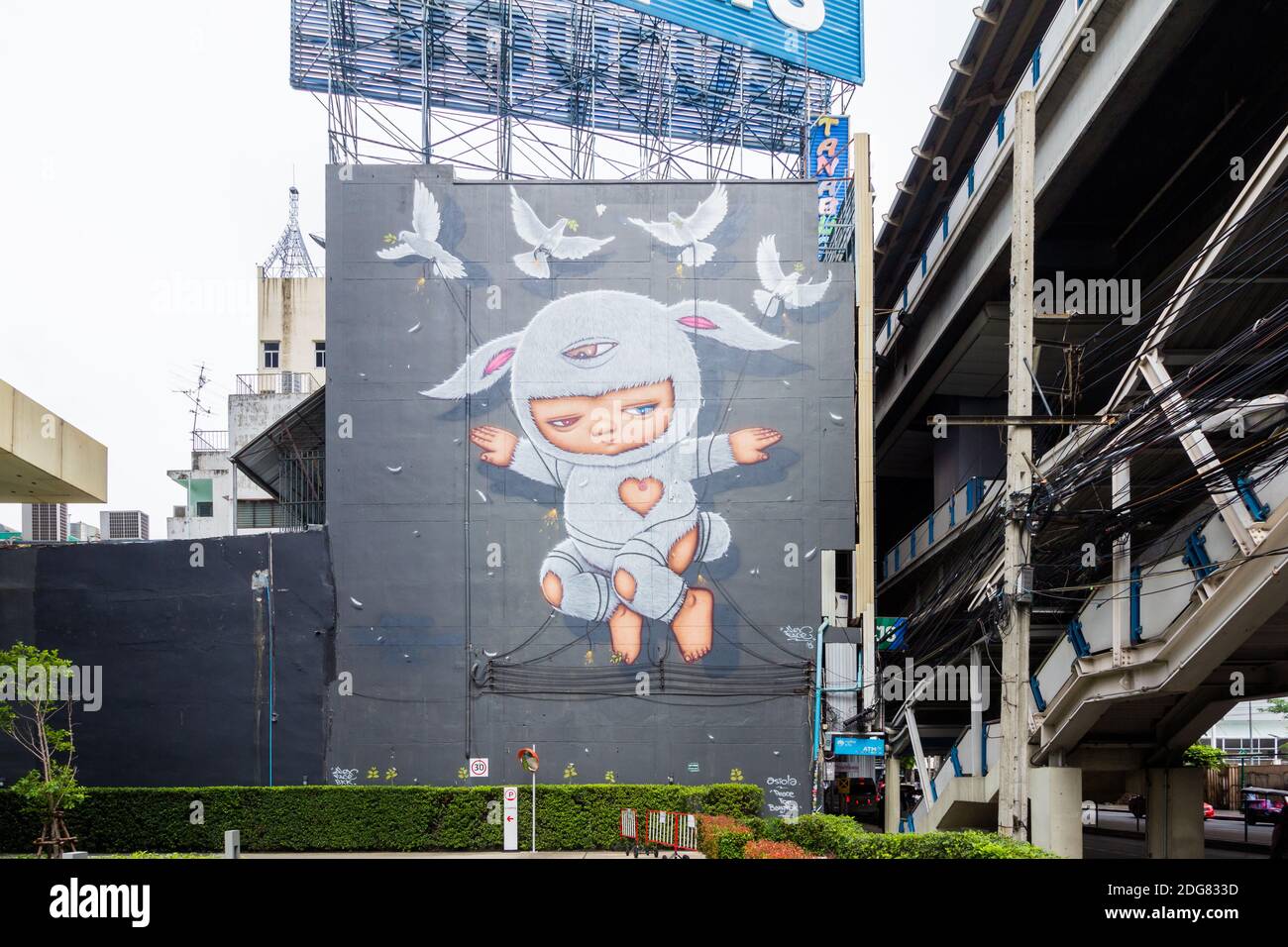 Mural art by Alex Face in Bangkok, Thailand Stock Photo