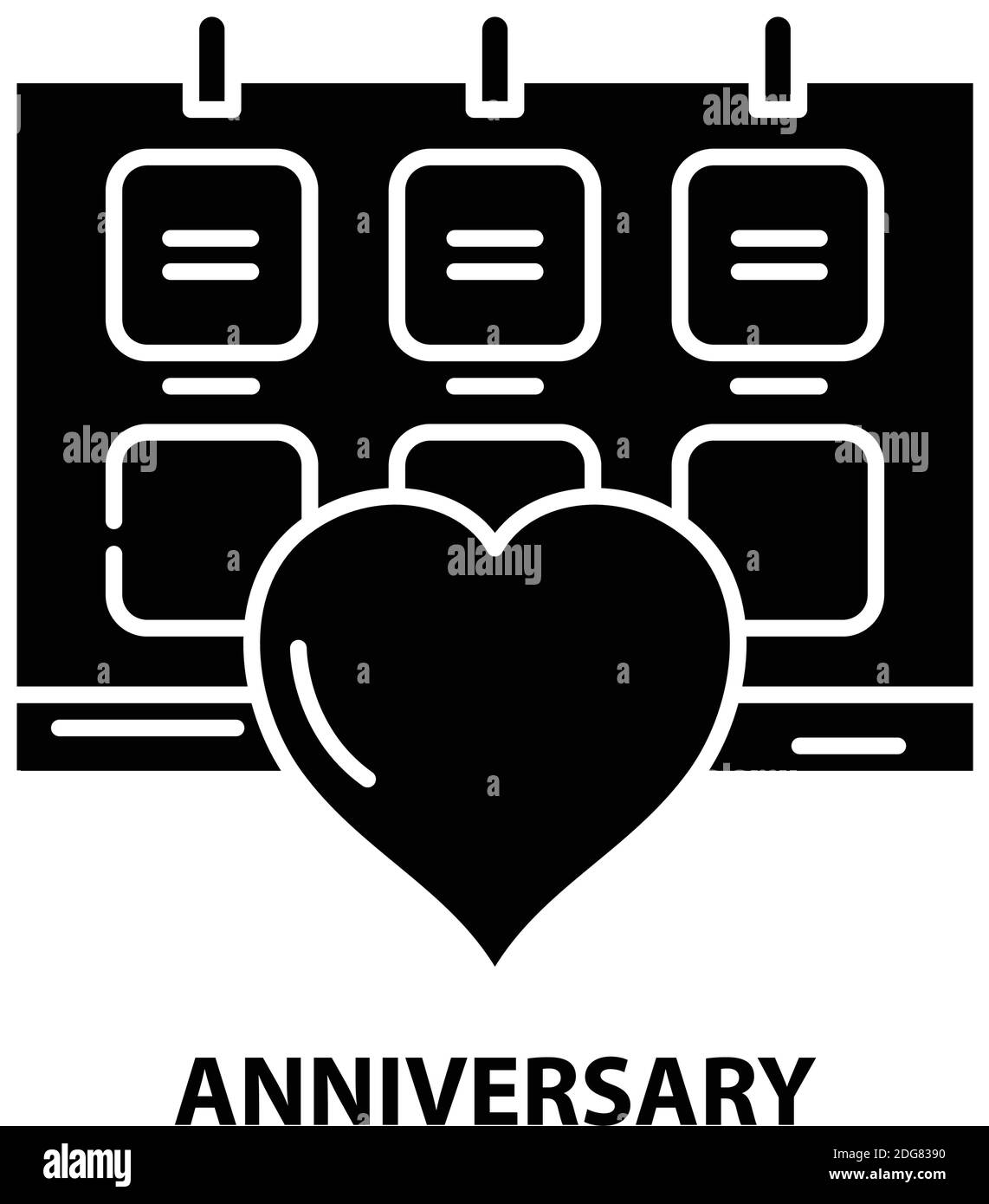 anniversary icon, black vector sign with editable strokes, concept illustration Stock Vector