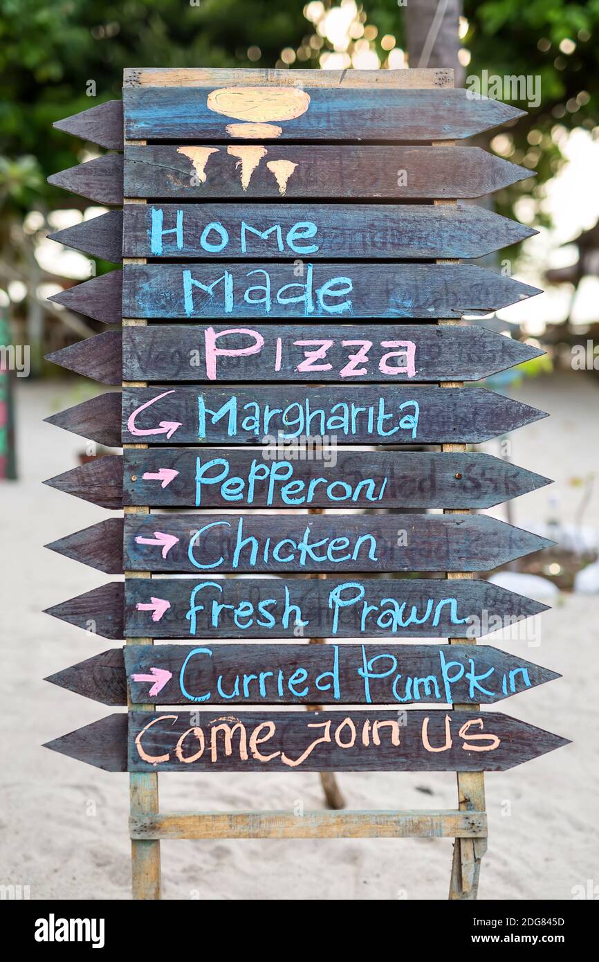 Signboard With Inscription Signboard with menu inscription Stock Photo - Alamy