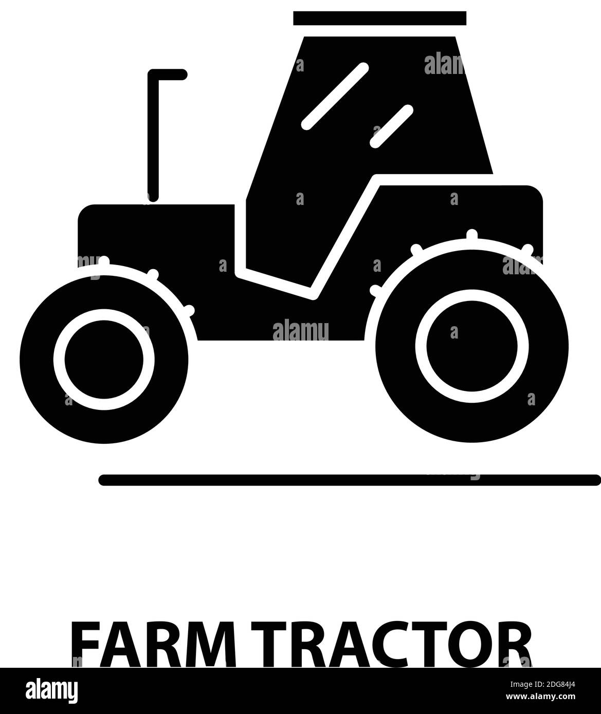 farm tractor icon, black vector sign with editable strokes, concept illustration Stock Vector