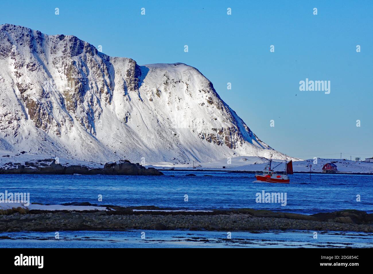 Ramberg on Lofot Islands Stock Photo