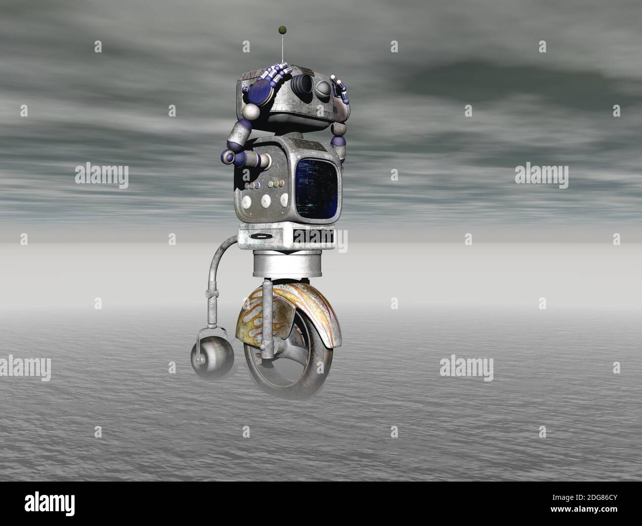 Robot and a human in competition - 3d rendering Stock Photo